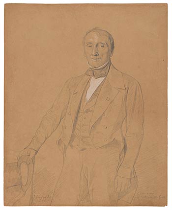 Fig. 1. Ingres drew this portrait in graphite and used white chalk to highlight details. Jean-Auguste-Dominique Ingres. Portrait of Marcotte Genlis, 1852. Thaw Collection.