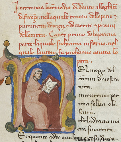 Illumination of a scribe in a letter N.