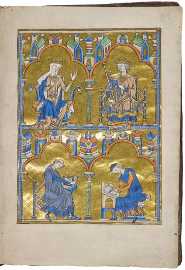 Blanche of Castile and King Louis IX of France; Author Dictating to a ...