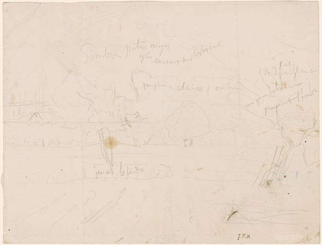 Jean-François Millet | Landscape with Notations. Verso: Sketch of ...