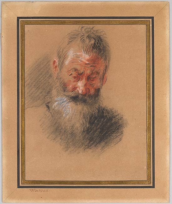 Antoine Watteau | Head of an Old Bearded Man | Drawings Online | The ...