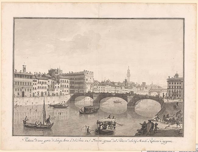 Giuseppe Zocchi | The Arno River and the Ponte Santa Trinita 