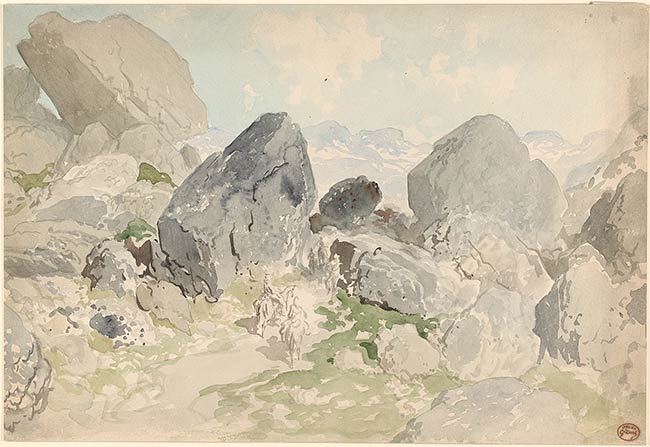 Gustave Doré | Rocky Landscape with two Figures on Horseback