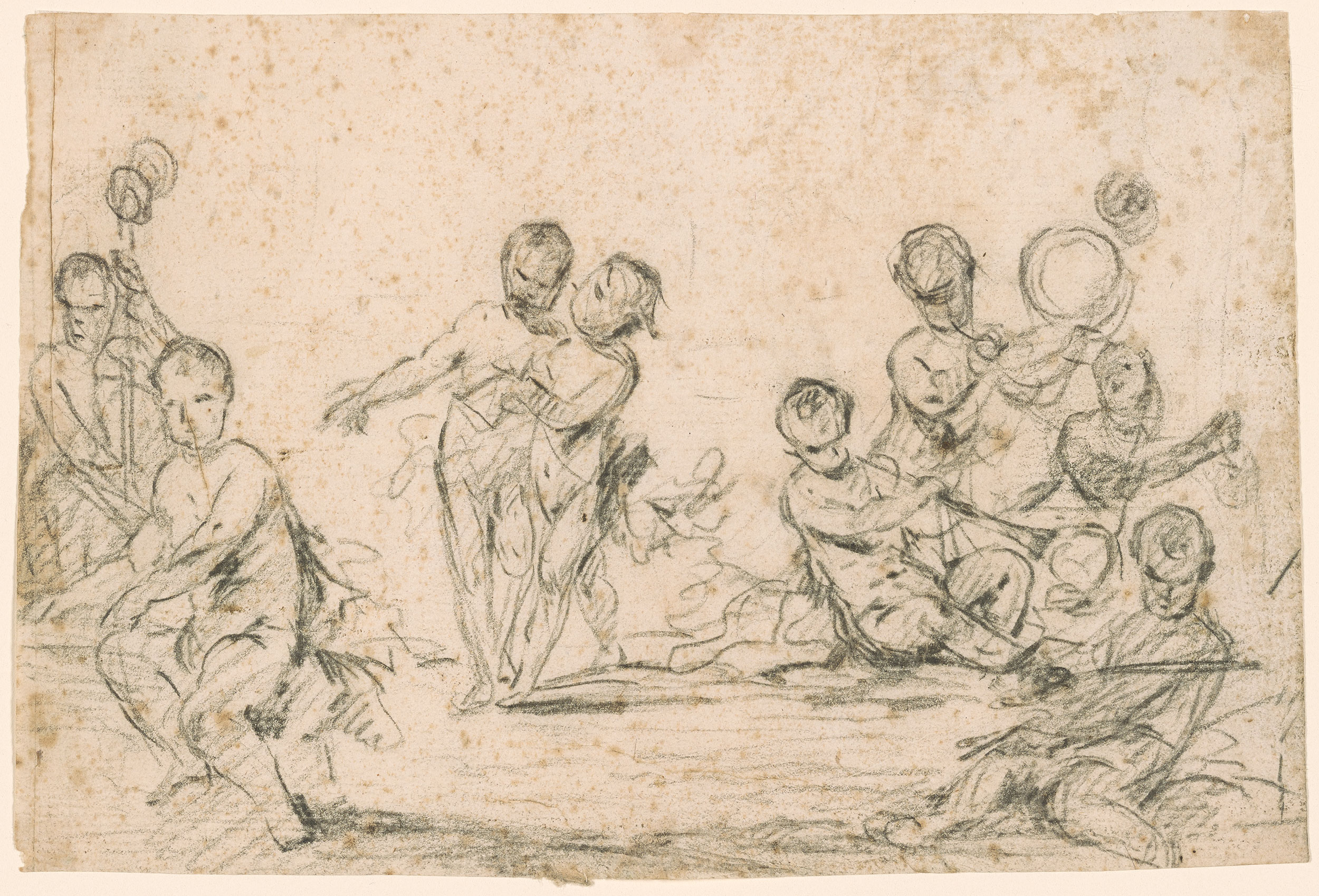 Giulio Carpioni Putti Frolicking and Playing Instruments Drawings