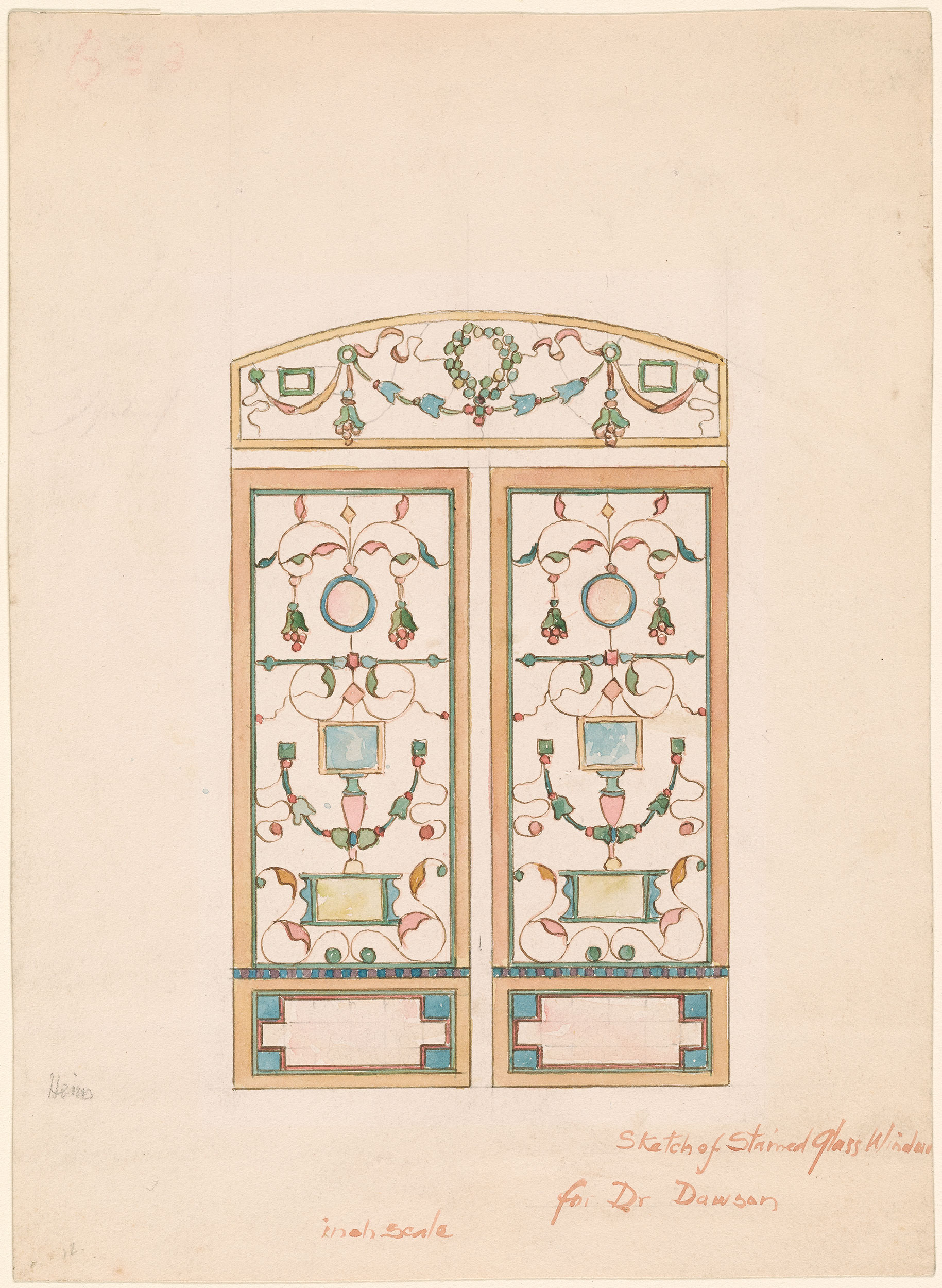 John LaFarge | Transom and Double Lights with Classical Urns ...