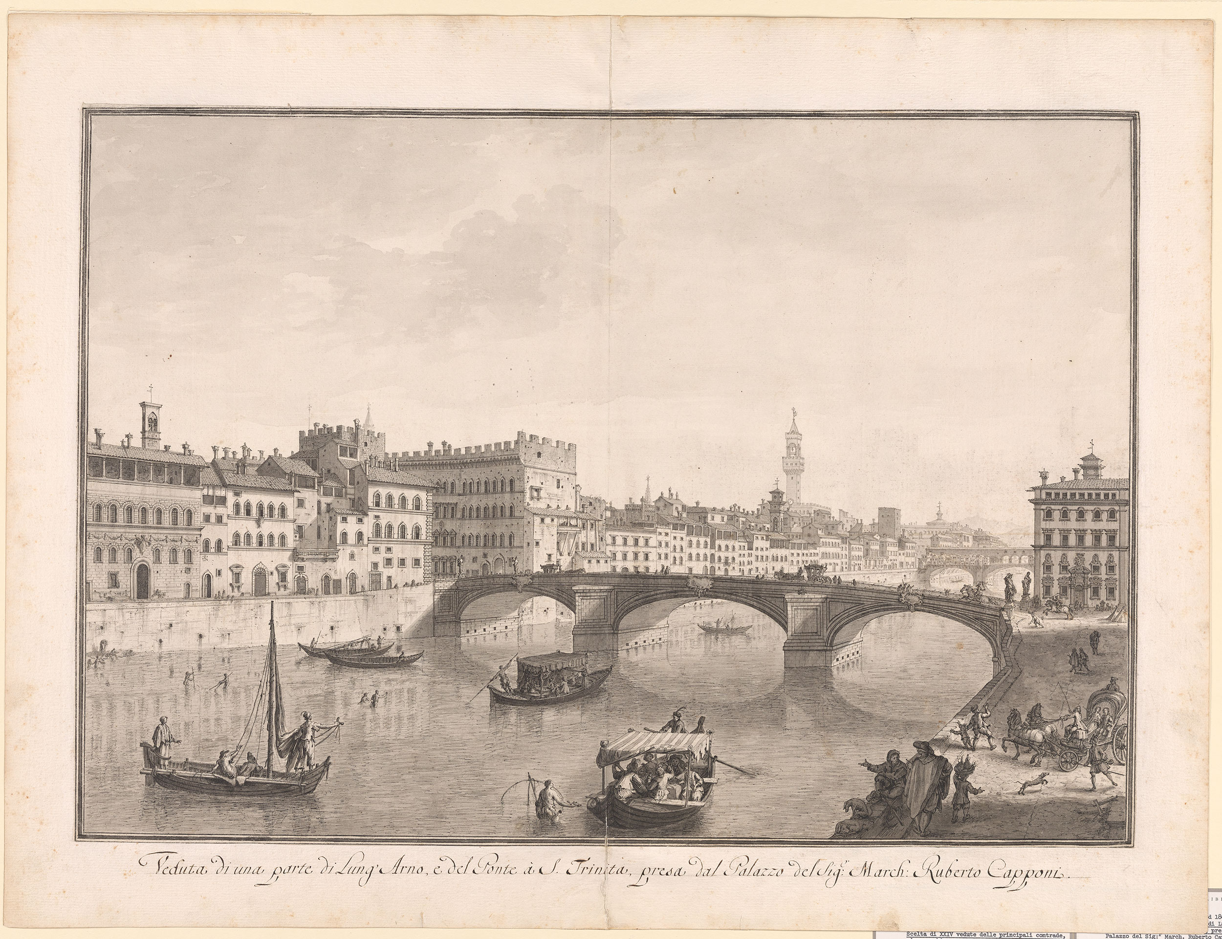 Giuseppe Zocchi, The Arno River and the Ponte Santa Trinita, Drawings  Online
