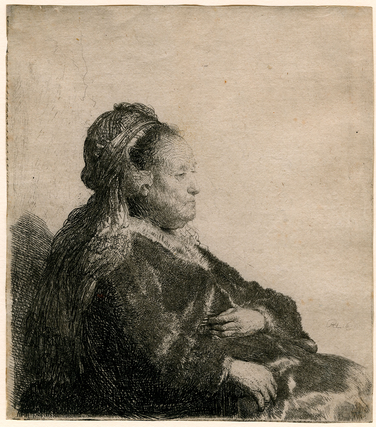 The Artist's Mother Seated, in a Headdress: Half Length | Rembrandt ...